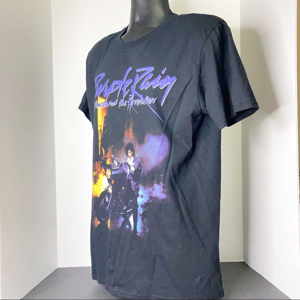 Purple Rain Prince Graphic T-Shirt Black Tee - Picture 2 of 5